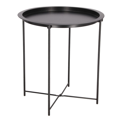 Stolik kawowy Isa okrągły czarny metalowy nowoczesny industrialny do salonu Intesi 47 cm