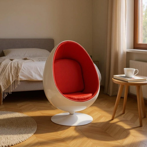 Fotel jajo Ovalia Chair inspirowany Ball Chair nowoczesny obrotowy do salonu biura wełna