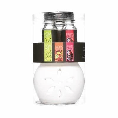 Ceramiczny kominek na olejki Atmosphera z 3 owocowymi olejkami zapachowymi do domu