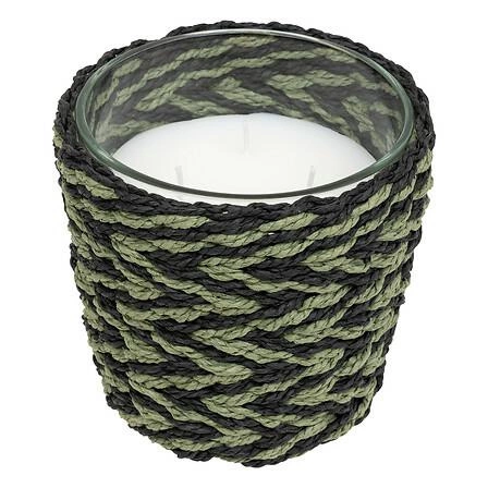 Świeca zapachowa Exotic Panama Atmosphera w szkle, drzewno-bursztynowa, 380g, zielona