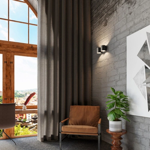 Kinkiet ścienny Orbis 2 czarny nowoczesny podwójny metalowy do salonu sypialni korytarza