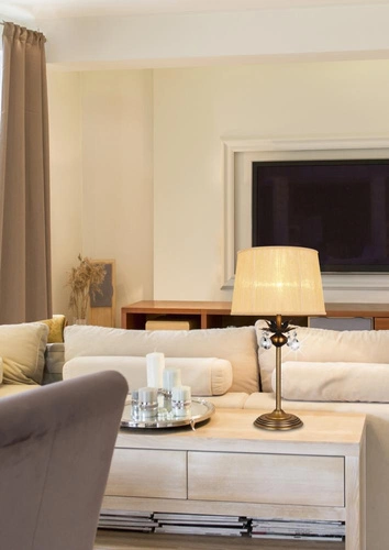 Lampka nocna do sypialni Adonis nowoczesna złota z abażurem CANDELLUX rozproszone światło 55 cm