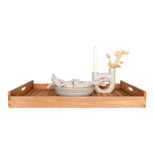 Taca drewniana Faro prostokątna z drewna tekowego 58x38 cm do serwowania
