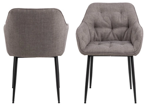 Krzesło tapicerowane Brooke jasnoszare z podłokietnikami do jadalni i salonu nowoczesne