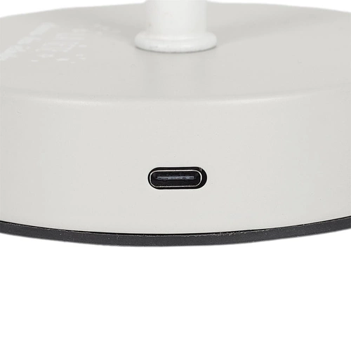 Lampka nocna biała Intesi z ażurowymi gwiazdkami, ładowana, nowoczesna do sypialni