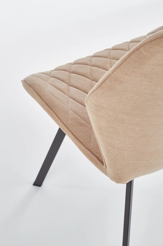 Krzesło tapicerowane Vermont beżowe do jadalni i salonu nowoczesne z czarnymi nogami Intesi