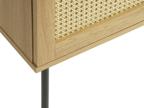 Komoda Pensacola drewniana z drzwiami rattanowymi 140 cm do salonu