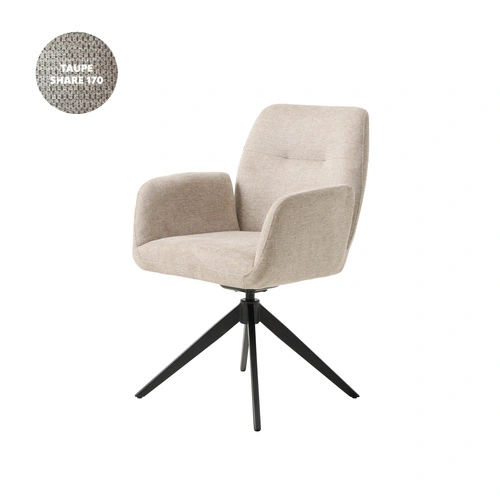 Fotel obrotowy Rossa beżowy tapicerowany do salonu nowoczesny z podłokietnikami UNIQUE