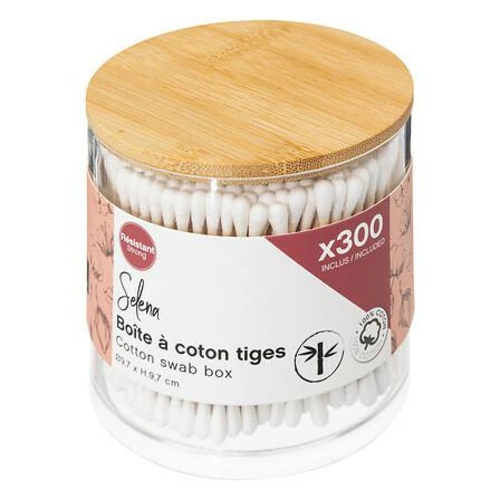 Organizer na kosmetyki Selena transparentny z bambusową pokrywą do łazienki 5five simply smart