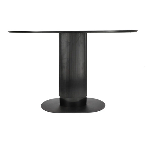 Stół do jadalni Maxim czarny owalny nowoczesny na jednej nodze 120x70 cm Intesi