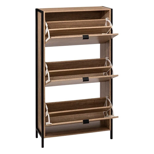 Szafka na buty Aliaj 3-drzwiowa wysoka, loftowa naturalna i czarna do przedpokoju 5five