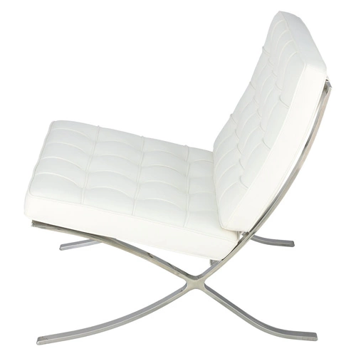 Fotel wypoczynkowy BA1 inspirowany Barcelona do salonu biały ekoskóra nowoczesny glamour