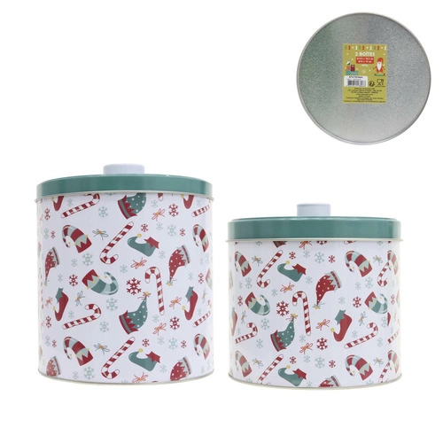 Zestaw 2 metalowych pudełek świątecznych Intesi ozdoba bożonarodzeniowa do kuchni