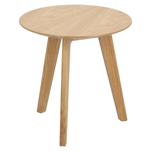 Stolik kawowy okrągły drewniany Sano Intesi dąb naturalny skandynawski do salonu 40 cm