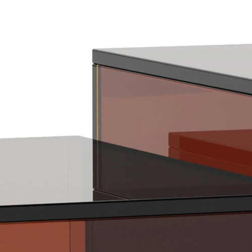 Actona Dice zestaw 2 stolików kawowych szklanych brązowych nowoczesnych