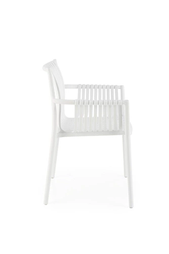 Krzesło Nathan białe Intesi nowoczesne do jadalni i ogrodu z podłokietnikami, łatwe czyszczenie