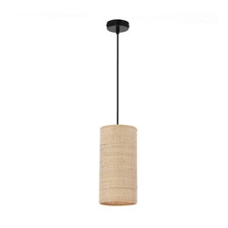 Lampa wisząca Fleri czarny 1x60 E27 abażur 12x25 beżowy ratan