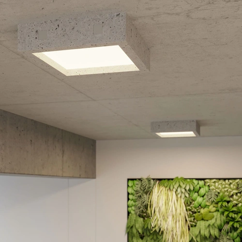 Plafon sufitowy LED RIZA kwadratowy betonowy szary 33 cm nowoczesny do salonu SOLLUX