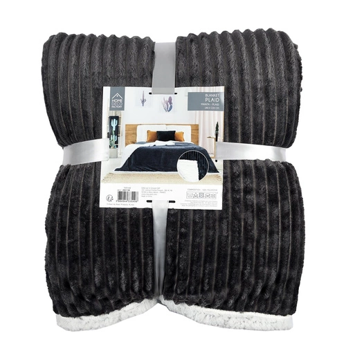 Koc Sherpa Intesi ciepły i miękki szary 180x220 na łóżko i kanapę do salonu