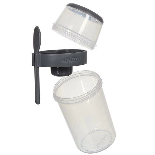 Lunchbox Intesi szary z 3 przegródkami 1,04 l nowoczesny do szkoły i pracy, można myć w zmywarce