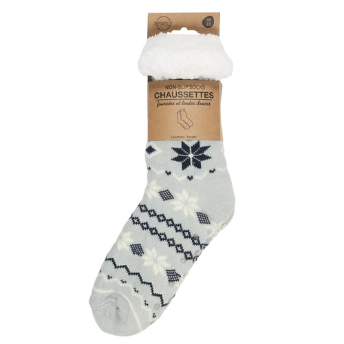 Skarpetki świąteczne Intesi niebieskie z motywem śnieżynki, ciepłe i miękkie na prezent