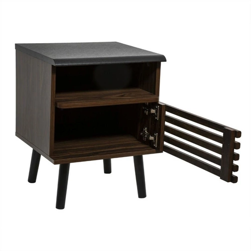 Szafka nocna Asmar 40 cm brązowa z frezowanym frontem, Atmosphera, rustykalna elegancja do sypialni