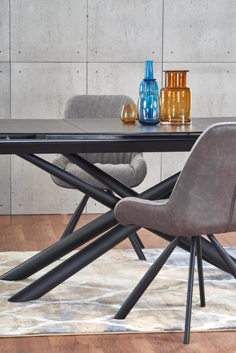 Stół rozkładany do jadalni Paello nowoczesny szklany ciemny popiel 180-240x95 cm Intesi