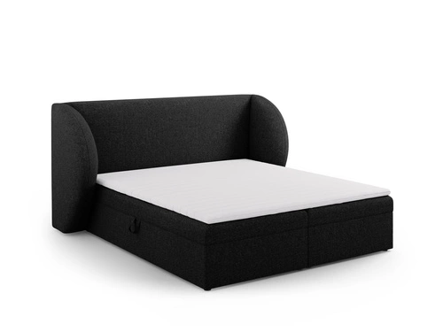 Łóżko tapicerowane Miley 140x200 czarne z pojemnikiem nowoczesne do sypialni glamour