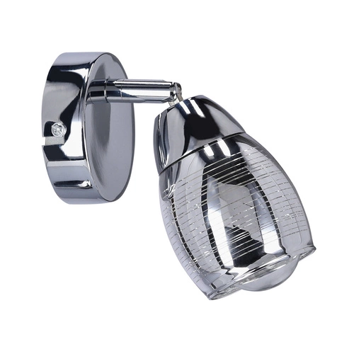 Nowoczesny kinkiet ścienny Milton chrom z ruchomym szklanym kloszem do sypialni i salonu