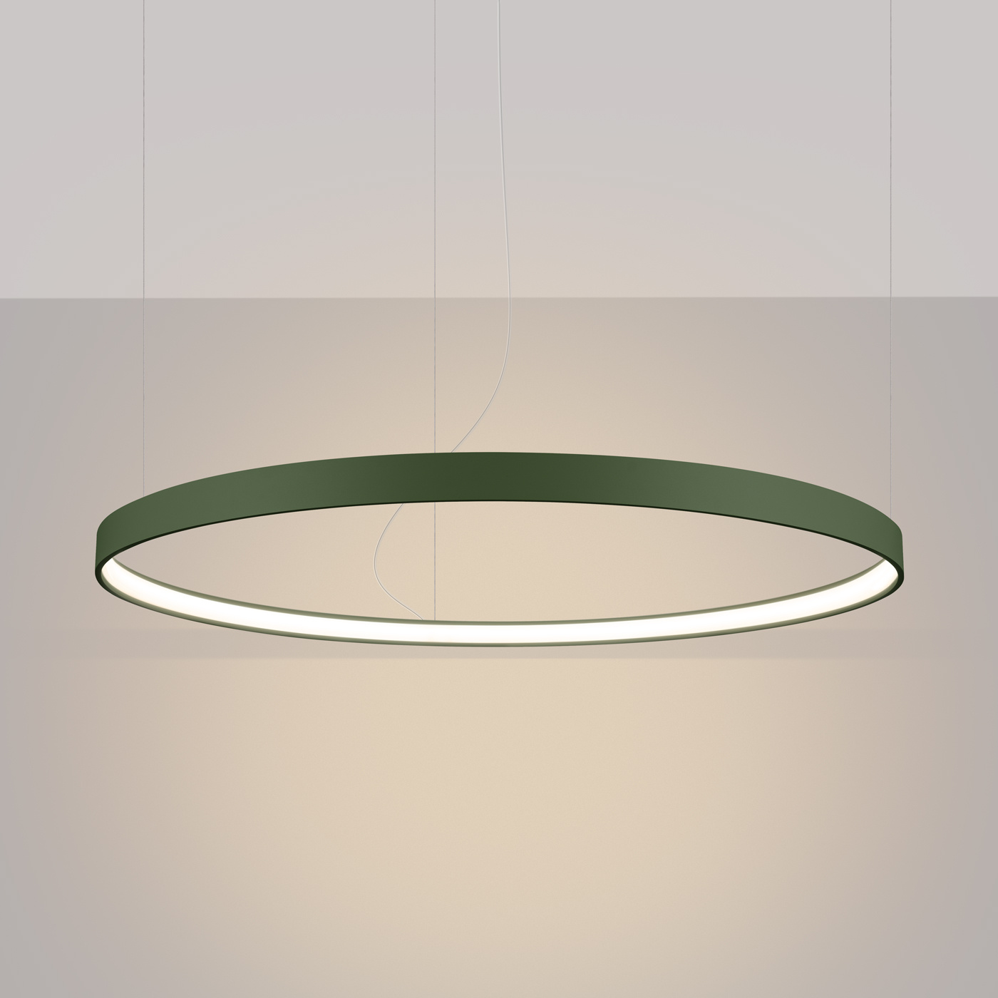 Nowoczesny żyrandol LED RIO 110 zielona oliwka regulowany do salonu i jadalni