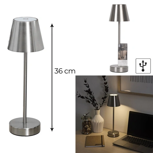 Lampka Casablanca 36cm LED na dotyk       srebrna
