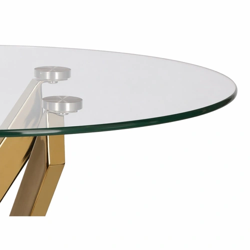 Stolik kawowy Amber okrągły szklany 60 cm transparentny złoty glamour do salonu Intesi