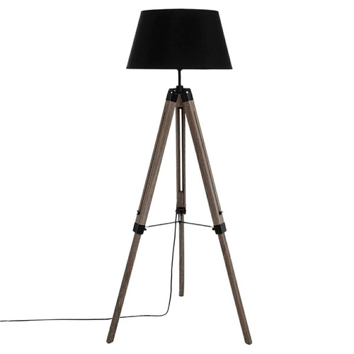 Lampa podłogowa Runo trójnóg czarna drewniana do salonu i sypialni Atmosphera 145 cm