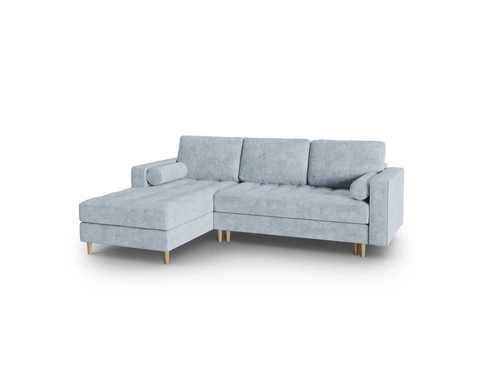 Narożnik z funkcją spania Gobi Light Blue Structured Fabric lewostronny