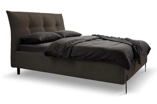 Łóżko tapicerowane Biscuit 160x200 brązowe z pojemnikiem do sypialni nowoczesne