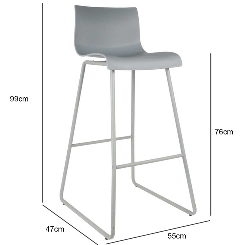Hoker Novaei szary nowoczesny z oparciem do kuchni i wyspy metalowy 76 cm Intesi