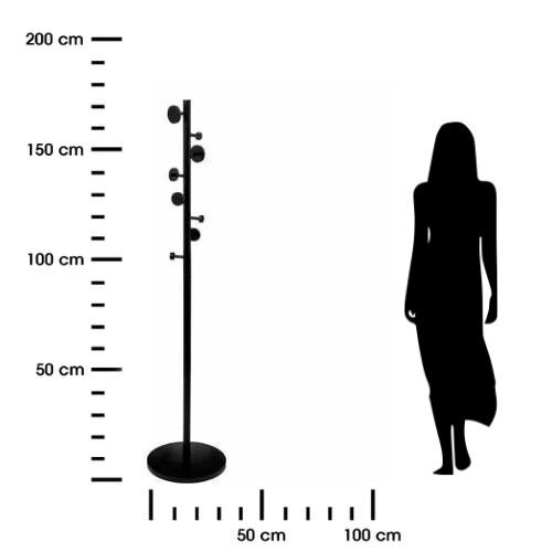 Nowoczesny wieszak stojący do przedpokoju Cercle czarny 8 haków drewno sosnowe 5five