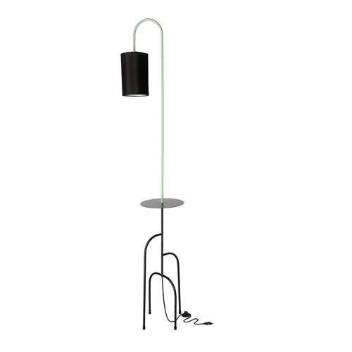 Lampa stojąca do salonu Ravello czarna z abażurem i półką nowoczesna CANDELLUX LIGHTING