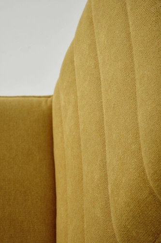 Krzesło tapicerowane Noelle musztardowe do jadalni nowoczesne na czarnych metalowych nogach Intesi