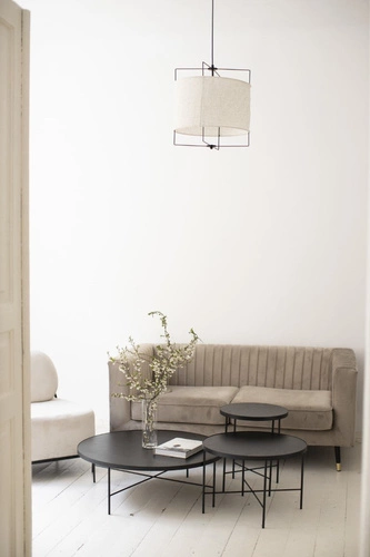 Stolik kawowy okrągły Tre 90 cm czarny dębowy nowoczesny do salonu NORDIFRA