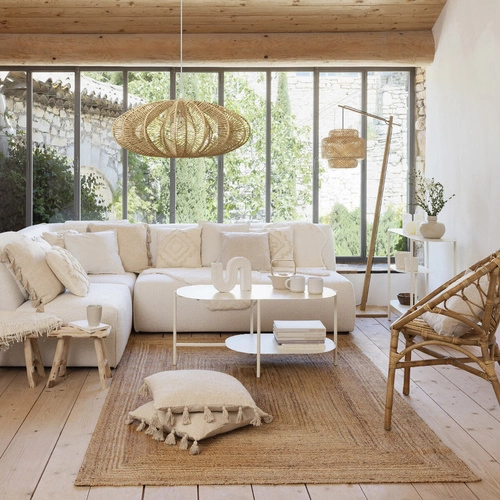 Lampa stojąca do salonu boho z bambusa Liby Atmosphera – podłogowa lampa naturalna 173 cm