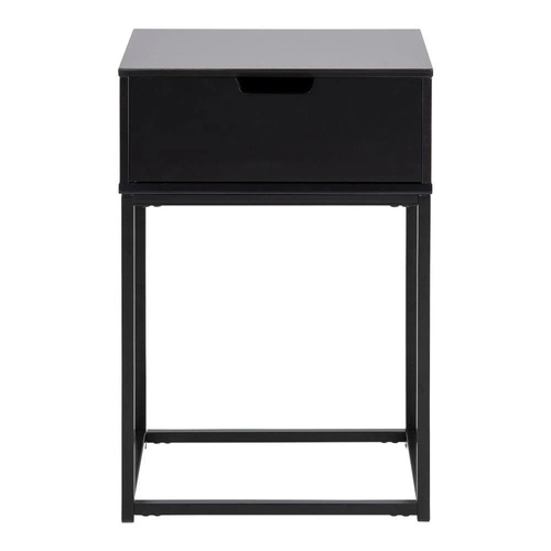 Szafka nocna Mitra Actona w czarnym matowym wykończeniu, skandynawski styl z 1 szufladą, szer. 40 cm