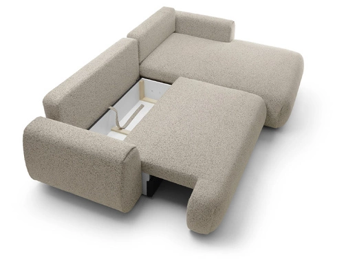 Narożnik z funkcją spania prawy Ljung nowoczesny beżowy z pojemnikiem do salonu Intesi