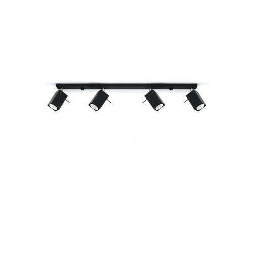 Plafon sufitowy Merida 4L czarny nowoczesny metalowy do salonu, kuchni lub jadalni Sollux