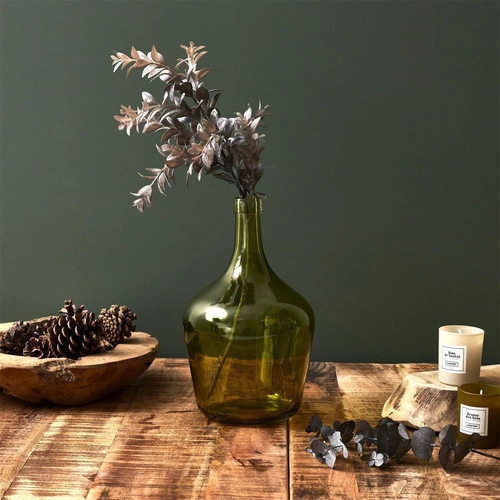 Wazon szklany zielony Lerco Bonbon nowoczesny na kwiaty do salonu 25,5 cm Intesi