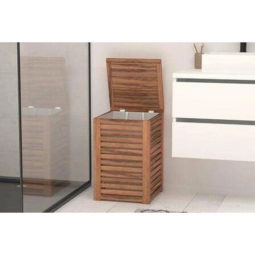 Kosz na pranie 65l Acacia z pokrywą z drewna akacjowego do łazienki w stylu boho 5five