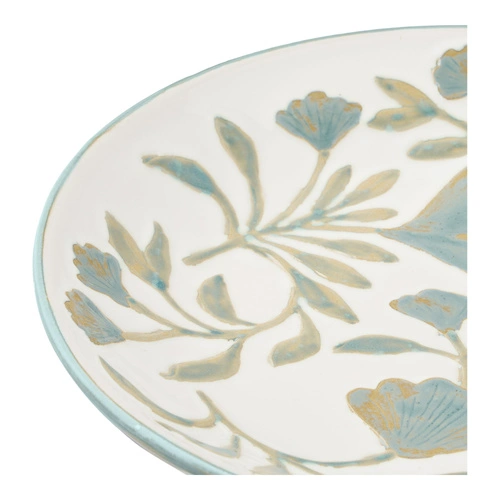 Taca dekoracyjna okrągła ceramiczna Miłorząb biała House Nordic 35,5 cm
