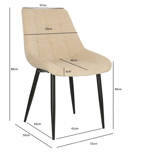 Krzesło do jadalni Poly Intesi tapicerowane welur beżowy z czarnymi nogami nowoczesne