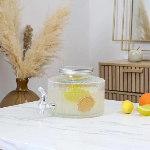 Szklany słój do napojów z kranikiem Colar 2L Intesi na lemoniadę i wodę