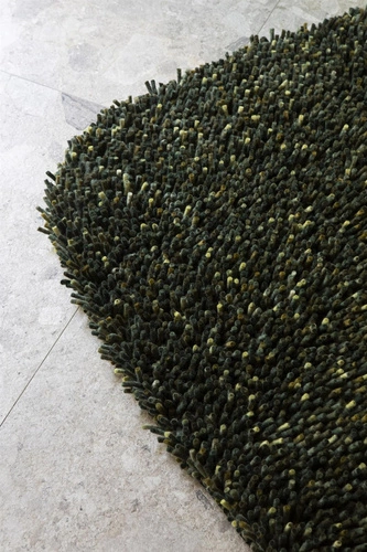 Dywan shaggy wełniany Shaggy Rocks zielony 140x200 cm do salonu nowoczesny łatwy w czyszczeniu